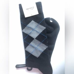 Clarks Black and Gray Argyle Dress Socks